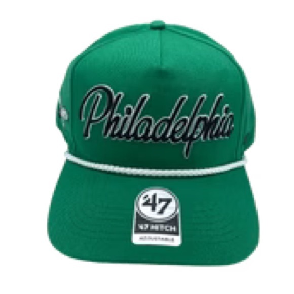 PHILADELPHIA EAGLES ADULT KELLY GREEN ROPE ‘47 BRAND OVERHAND HITCH - Picture 1 of 5